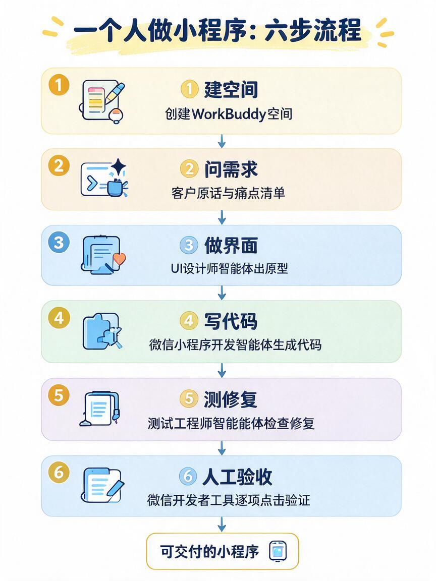 一个人做小程序:WorkBuddy 六步流程(1/8)